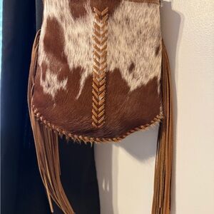 Myra Bag Brown and Cream Crossbody with Fringe